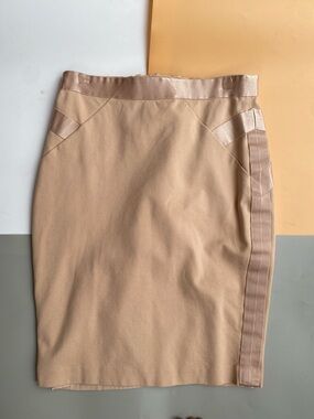 bebe pinky nude Pencil Skirt with Satin Trim